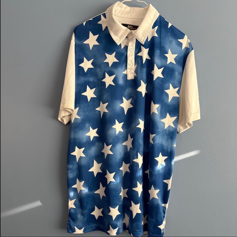 LOUDMOUTH | Blue and White Patriotic Polo | Men’s Size L - Picture 4 of 6